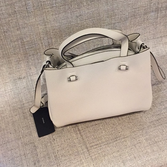 Zara Handbags - Zara White/Light Grey Small Shoulder Bag